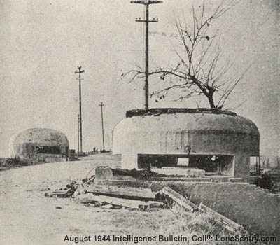 [At Villa Literno six pillboxes and two casemates guarded a railway overpass. Each ramp leading up to the overpass was protected by a pillbox and a casemate.]