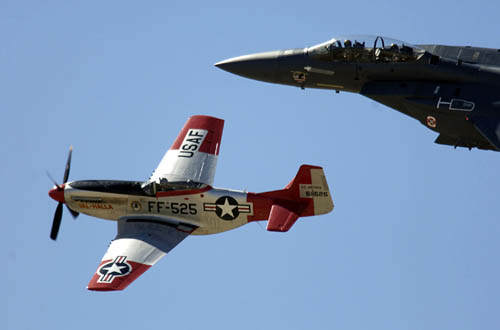 P-51 Mustang and F-15E Strike Eagle P-51 Mustang and F-15E Strike Eagle
